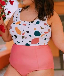 Lucy Avenue Swim Sun Kissed High Rise Bottom Flamingo