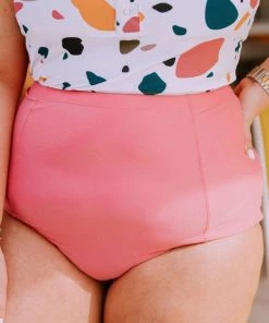 Lucy Avenue Swim Sun Kissed High Rise Bottom Flamingo