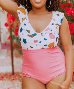 Lucy Avenue Swim Sun Kissed High Rise Bottom Flamingo