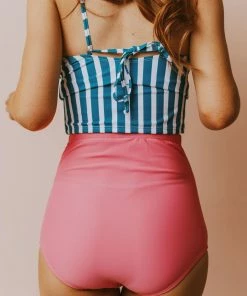 Lucy Avenue Swim Sun Kissed High Rise Bottom Flamingo