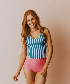 Lucy Avenue Swim Sun Kissed High Rise Bottom Flamingo