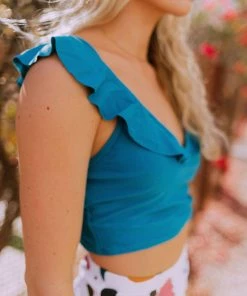 Lucy Avenue Tulum Ruffle Top Lagoon 23 Lucy Avenue Tulum Ruffle Top Lagoon