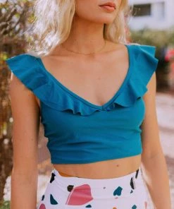 Lucy Avenue Tulum Ruffle Top Lagoon 32 Lucy Avenue Tulum Ruffle Top Lagoon
