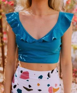 Lucy Avenue Tulum Ruffle Top Lagoon 33 Lucy Avenue Tulum Ruffle Top Lagoon