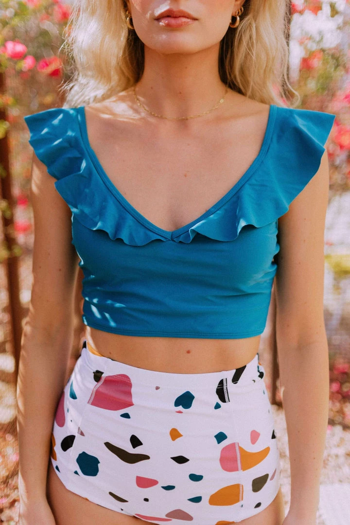 Lucy Avenue Tulum Ruffle Top Lagoon 17 Lucy Avenue Tulum Ruffle Top Lagoon
