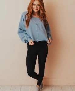 Vendor-unknown Caspian Cropped Sweatshirt Blue Tops