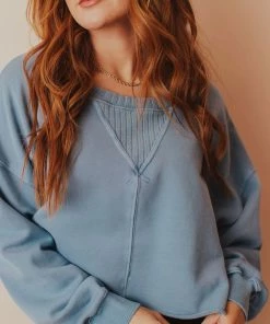 Vendor-unknown Caspian Cropped Sweatshirt Blue Tops