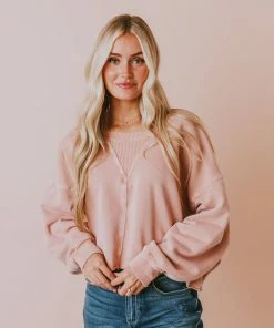 Vendor-unknown Tops Caspian Cropped Sweatshirt Dusty Peach