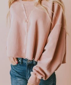 Vendor-unknown Tops Caspian Cropped Sweatshirt Dusty Peach
