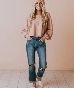 Vendor-unknown Tops Caspian Cropped Sweatshirt Dusty Peach