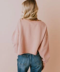 Vendor-unknown Tops Caspian Cropped Sweatshirt Dusty Peach