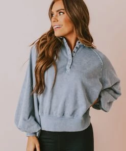 Vendor-unknown Elenoa 3/4 Snap Button Pullover Dusty Blue