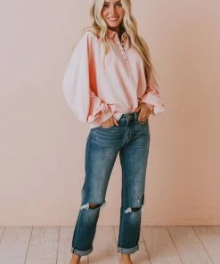 Vendor-unknown Elenoa 3/4 Snap Button Pullover Dusty Peach Tops