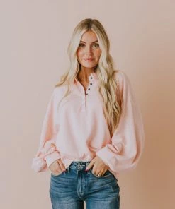 Vendor-unknown Elenoa 3/4 Snap Button Pullover Dusty Peach Tops