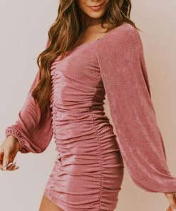 Lucy Avenue Dresses Elisabel Body Con Dress Dusty Pink