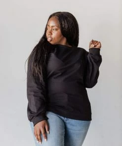 Vendor-unknown Tops Plus Size EXCLUSIVE! Ally Pocket Pullover With Back Zipper Black