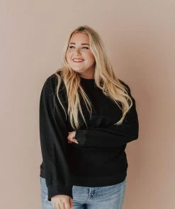 Vendor-unknown Tops Plus Size EXCLUSIVE! Ally Pocket Pullover With Back Zipper Black