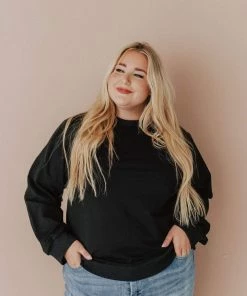 Vendor-unknown Tops Plus Size EXCLUSIVE! Ally Pocket Pullover With Back Zipper Black