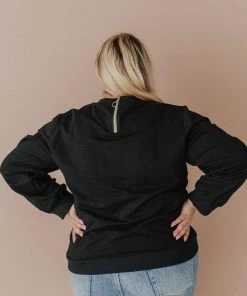 Vendor-unknown Tops Plus Size EXCLUSIVE! Ally Pocket Pullover With Back Zipper Black