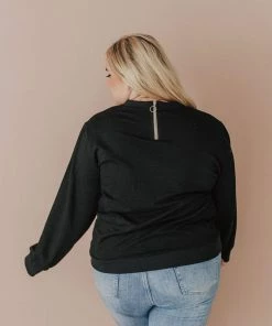 Vendor-unknown Tops Plus Size EXCLUSIVE! Ally Pocket Pullover With Back Zipper Black