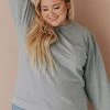 Vendor-unknown Plus Size EXCLUSIVE! Ally Pocket Pullover With Back Zipper Grey Tops