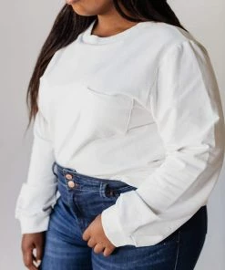 Vendor-unknown Plus Size EXCLUSIVE! Ally Pocket Pullover With Back Zipper Ivory