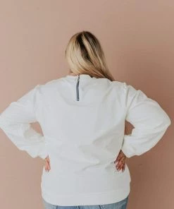 Vendor-unknown Plus Size EXCLUSIVE! Ally Pocket Pullover With Back Zipper Ivory