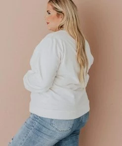 Vendor-unknown Plus Size EXCLUSIVE! Ally Pocket Pullover With Back Zipper Ivory