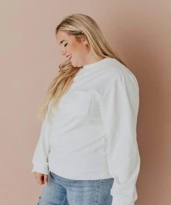 Vendor-unknown Plus Size EXCLUSIVE! Ally Pocket Pullover With Back Zipper Ivory