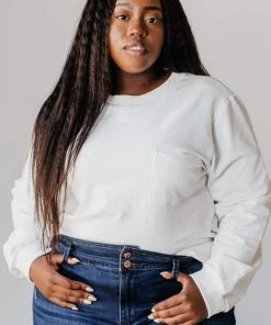 Vendor-unknown Plus Size EXCLUSIVE! Ally Pocket Pullover With Back Zipper Ivory