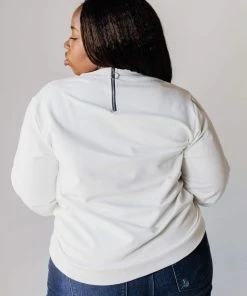 Vendor-unknown Plus Size EXCLUSIVE! Ally Pocket Pullover With Back Zipper Ivory