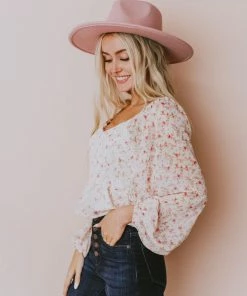 Vendor-unknown Tops Alice Floral Top Ivory/Pink