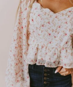 Vendor-unknown Tops Alice Floral Top Ivory/Pink