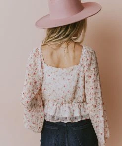 Vendor-unknown Tops Alice Floral Top Ivory/Pink