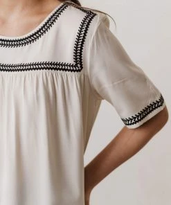 Vendor-unknown Beth Embroidered Top Cream Tops