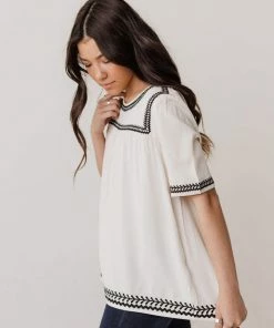 Vendor-unknown Beth Embroidered Top Cream Tops