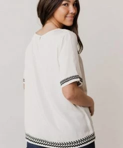 Vendor-unknown Beth Embroidered Top Cream Tops