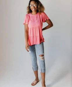 Tee Candice Swiss Dot Layered Peplum Tops