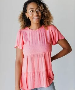 Tee Candice Swiss Dot Layered Peplum Tops