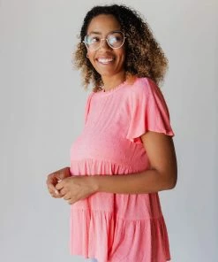 Tee Candice Swiss Dot Layered Peplum Tops