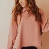 Vendor-unknown Dolly Button Up Sweatshirt Dusty Pink Tops