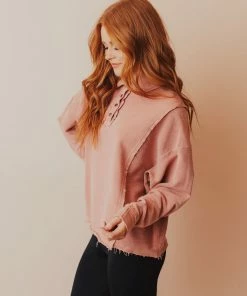 Vendor-unknown Dolly Button Up Sweatshirt Dusty Pink Tops