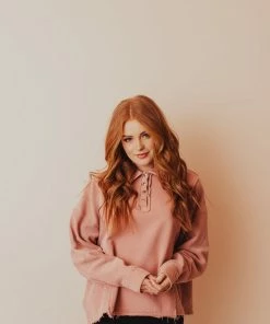Vendor-unknown Dolly Button Up Sweatshirt Dusty Pink Tops