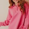 Vendor-unknown Tops Dolly Button Up Sweatshirt Pink
