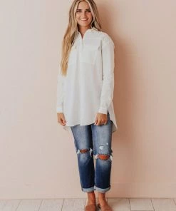 Vendor-unknown Tops Donnie Button Down Top Ivory