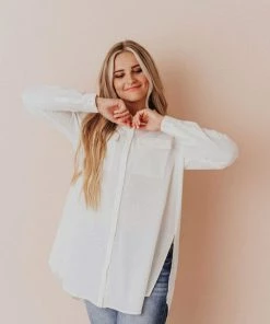 Vendor-unknown Tops Donnie Button Down Top Ivory