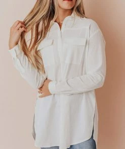 Vendor-unknown Tops Donnie Button Down Top Ivory