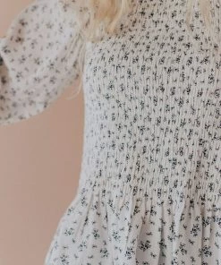 Vendor-unknown Ellen Floral Patterned Smocked Blouse Ivory Tops