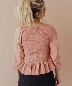 Vendor-unknown Tops Ellen Smocked Blouse Dusty Peach 14 Vendor-unknown Tops Ellen Smocked Blouse Dusty Peach