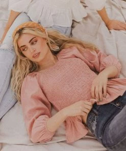 Vendor-unknown Tops Ellen Smocked Blouse Dusty Peach 15 Vendor-unknown Tops Ellen Smocked Blouse Dusty Peach